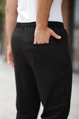 Miron Siyah Çımalı Bel Lastikli Modern Fit Erkek Jogger Pantolon-2527