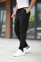 Miron Siyah Çımalı Bel Lastikli Modern Fit Erkek Jogger Pantolon-2527