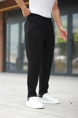 Miron Siyah Çımalı Bel Lastikli Modern Fit Erkek Jogger Pantolon-2527