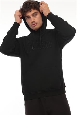 Miron Siyah Fell Better Nakışlı Kapşonlu Üç İplik Oversize Sweatshirt- 2318