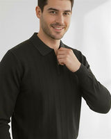 Miron Siyah Petek Dokulu Fitilli Polo Yaka Triko Kazak- 2445