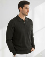 Miron Siyah Petek Dokulu Fitilli Polo Yaka Triko Kazak- 2445