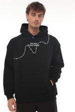 Miron Siyah Üç İplik Head Chopper Nakışlı Oversize Kapşonlu Sweatshirt- 2319