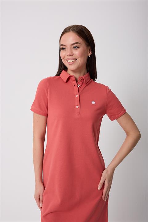 Miron Somon Kadın Polo Yaka Kısa Kollu Örme Elbise -2431