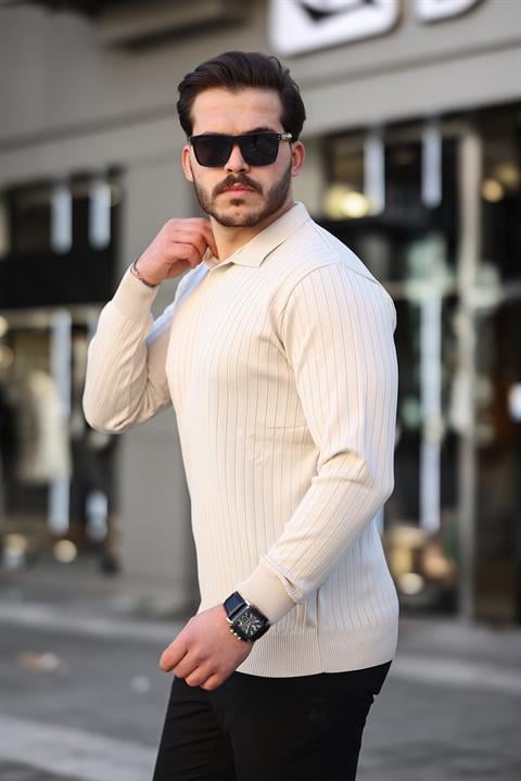 Miron Taş Fitilli Polo Yaka Triko Kazak-2442