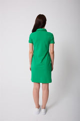Miron Yeşil Kadın Polo Yaka Kısa Kollu Örme Elbise -2431