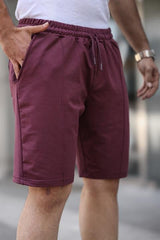 Ön Orta Dikişli Erkek Şort-Mürdüm