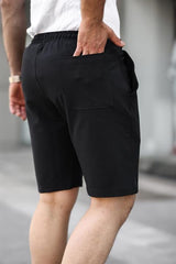 Ön Orta Dikişli Erkek Şort-Siyah