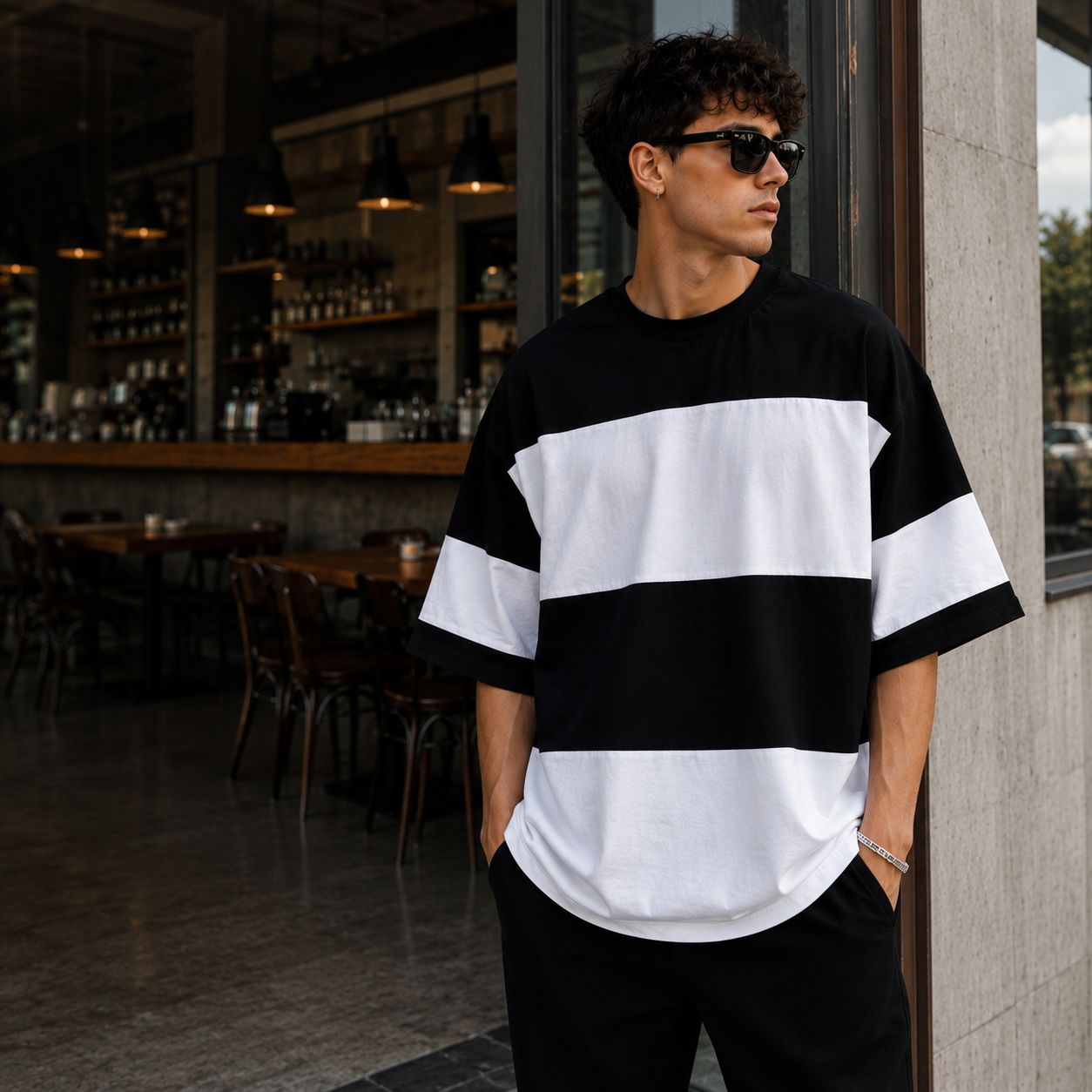 Mironmen — oversize çizgili tişört
